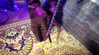 Dominatix Eva Latex Femdom Fetish Purple Rubber Big Ass MILF BDSM Solo Fuck Machine Hot High Heels