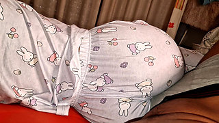 My Latina stepsister lies on my bed and I can't help but get my cock hard rubbing her big ass