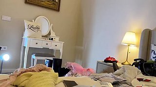 Big Tits Raver Girl Gatita Veve Gives Handjob Backstage in Lingerie