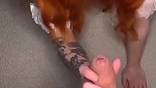 Amateur Redhead Amelie Greens First Blowjob on Tape.