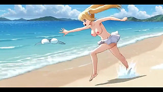 Beach Blonde Blowout Elsa's Sandy Suck and Fuck Fest Ai Generated