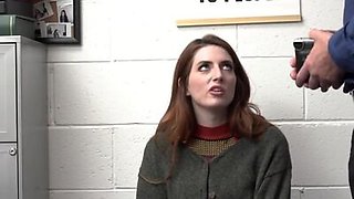 Redhead Aria Carson bouncing on officers dick