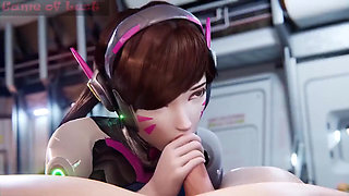 3D Dva Blowjob and Creampie