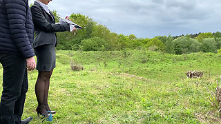Real estate business woman outdoor fuck