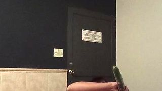 Passive trans emerald masturbates with cucumber