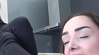 Horny Brunette Babe Licking Her MILF's Feet