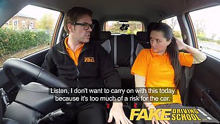 Naughty driving instructor gets her best scores with hot sex in the car