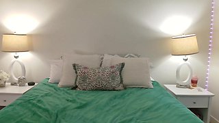 Alluring indian beauty enjoys sensual lingerie solo bed passion