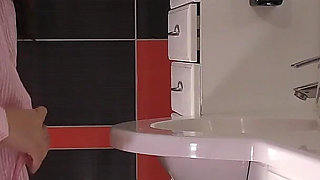 Petite Brunette College Girl Prom Queen Gets Her Panties off in the Bathroom to Flash Pussy and Naked Ass