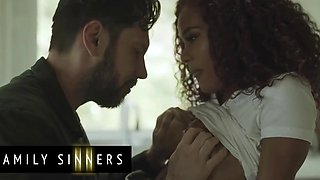 Slim Busty Curly Ebony Babe Tempts Her Dad-in-law To Fuck Her Hard To Pay Back To Her Cheating Hubby