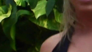 Hot Blonde Neighbor Fingers Herself Outdoors Then Dildo Fucks Indoors