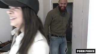 Tiny 46kg Latina Teen Spitroasted By Two Big Cocks - Interracial Fmm Threesome