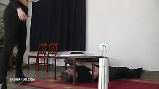 Amy Douxxx Peeing in a Human Toiletbox