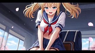 Naughty Blonde Student Ass up, Tits Out & Dripping Pussy Masturbation Ai Generated