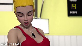 ADULT TIME - Big Titty Hentai Gym Teacher Shows The Class How To Give Head