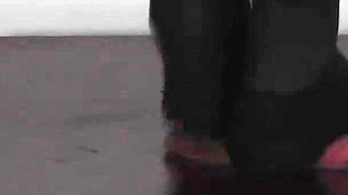The Slave's Orgasm Under Mistress Cleo's Stocking Feet
