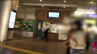 Brunette with foot fetish rubs big dick with her feet in POV