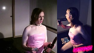 SissyCDMish - Caged sissy slut sucking BBC dildo while camwhoring  bnwo