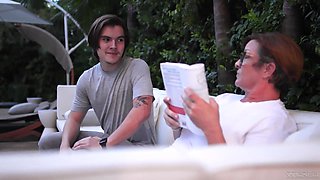 Sexy Buxom Brunette Charlotte Sins Goes Nuts, Sucking & Riding Seth Gamble's Cock Like a Pro