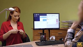 EURO-SEX: Redhead MILF with Large Breasts Gets Intimate in Office During Casting