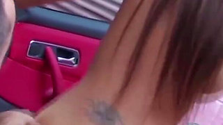 Stunning babe with big boobs gets fucked outdoors