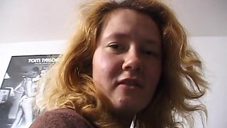 Hairy blonde chick sucks dude's cock at the casting in pov