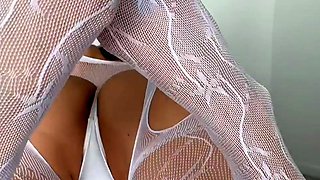 Natalie Roush Nude White Bodysuit Lingerie Onlyfans Set