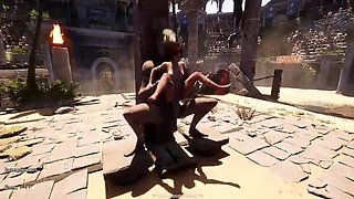 3D Hentai Game: Ancient Statue Comes Alive to Fuck Lara's Holes Full of Cum