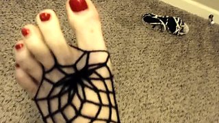 Fishnets, Feet, Heels, Panty Stuffing, Showing off Stockings