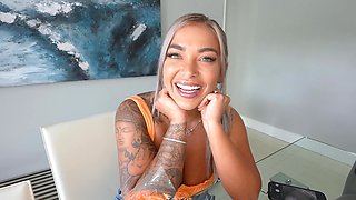 Hayley Davies gets her bald pussy pounded by a huge black cock