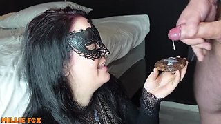 Hot MILF Millie Fox Eats Cum Off Cookies - Blowjob & Swallowing