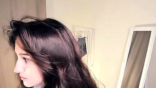 Cute curly brunette solo webcam masturbation