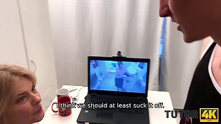 Russian teacher with a mature body can't resist temptation and gets a hardcore lesson from her student