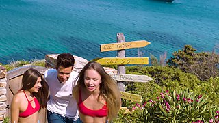 Talia Mint & Naomi Swann get naughty with Alberto Blanco in a steamy outdoor threesome