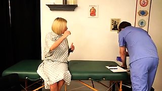Perv doctor licking and plowing hot blonde milf's cunt