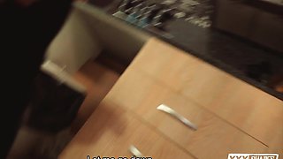 Max Cortes Watches Brunette in Forbidden Kitchen Passion