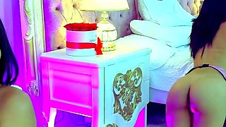 Brunette solo darling masturbating at home