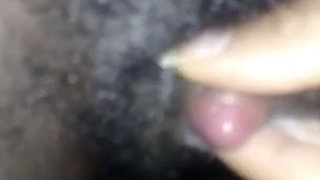 Close up Stroking My Big Clit Hairy Wet Pussy