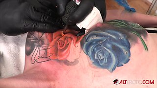 Enchanting Marie Bossette Gets a New Tattoo and Plays with Hew New Toy - AltErotic