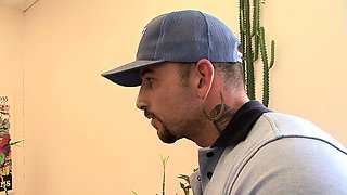 A super sexy brunette massages her big boobs