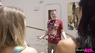 Bratty Sis featuring Angel Smalls and Brad Knight's small boobs action