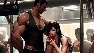 Tifa loves drinking strangers cum on the Midgar train