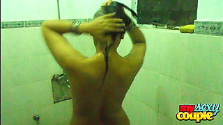 Desi Wife in Bathroom Taking Shower