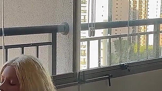 My Naughty Wife Waited for Me in Her Nightgown on the Apartment Balcony - I Ate Her Pussy