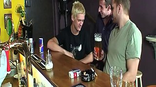 Fucking in public bartender fucks customer behind the counter