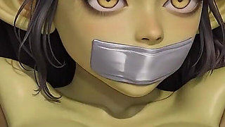 Female Gobling Taped and Tied Bondage