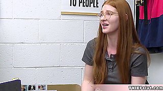 Cute Geeky Bespectacled Redhead teen 18+ Tried To Steal In The Lingerie Store And Busted