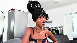 Petite ebony teen on first time casting