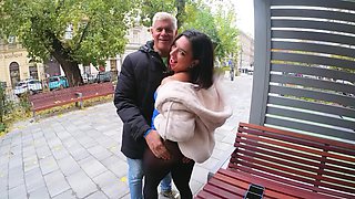 Brunette babe Lena Coxx gets her asshole gapped by horny couple