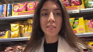 Cheating Wife Gets Cum on Face in Public Supermarket - Katty West Facial Fun